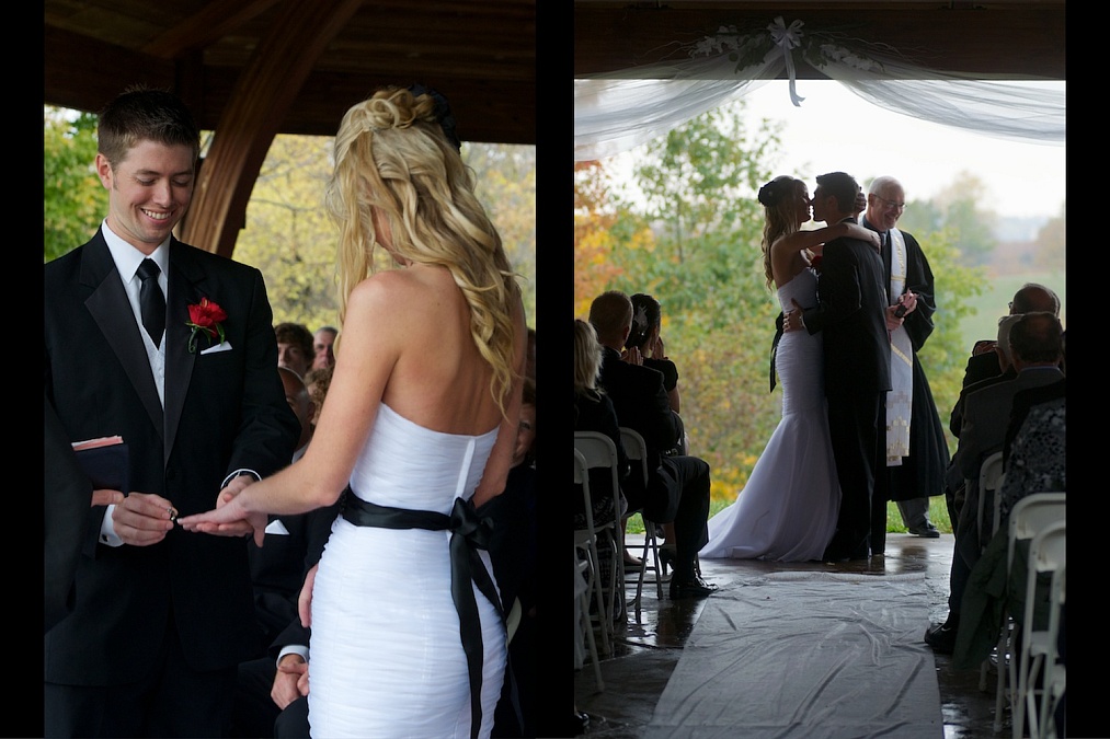 The fall wedding ceremony takes place at F.W. Kent Park in Johnson County, Iowa.