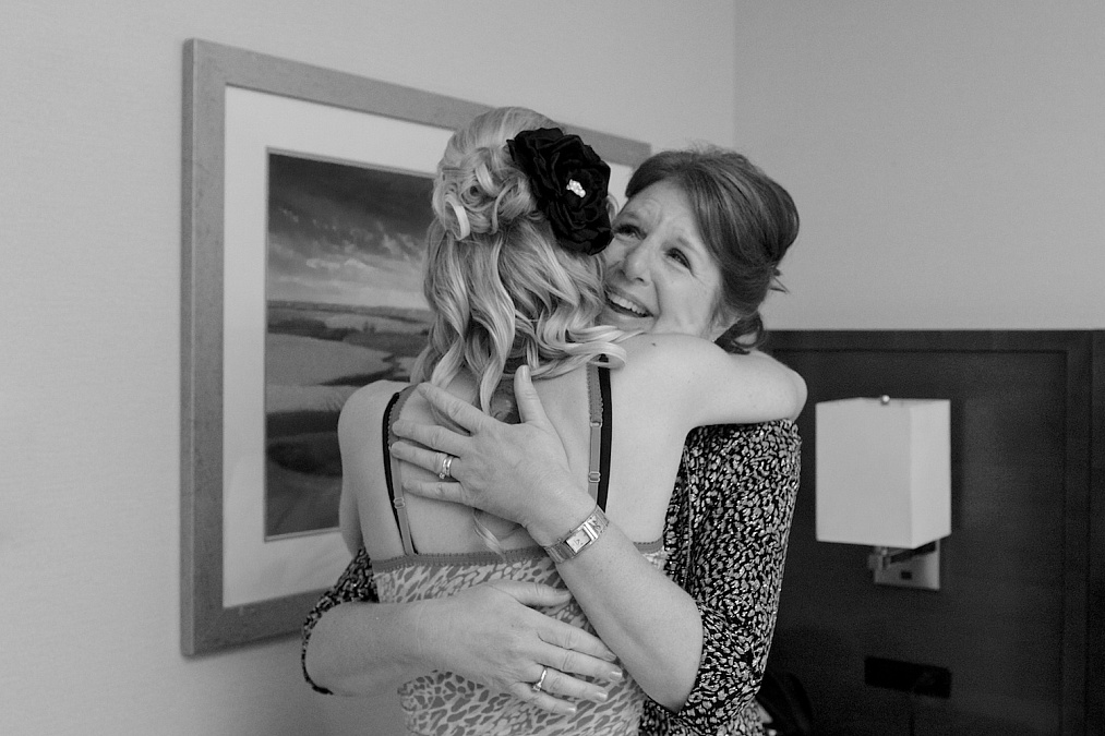 Sarah prepares for her wedding at the Marriott in Coralville.