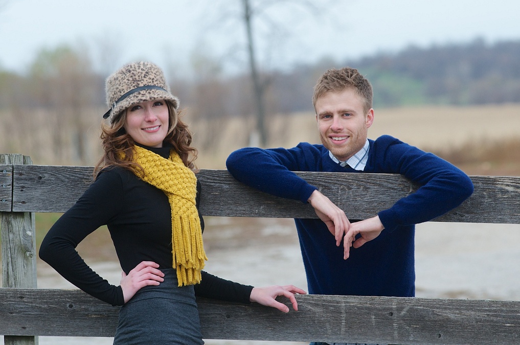 Rachel and Jesse share moments during their engagement session in the Amana Colonies.