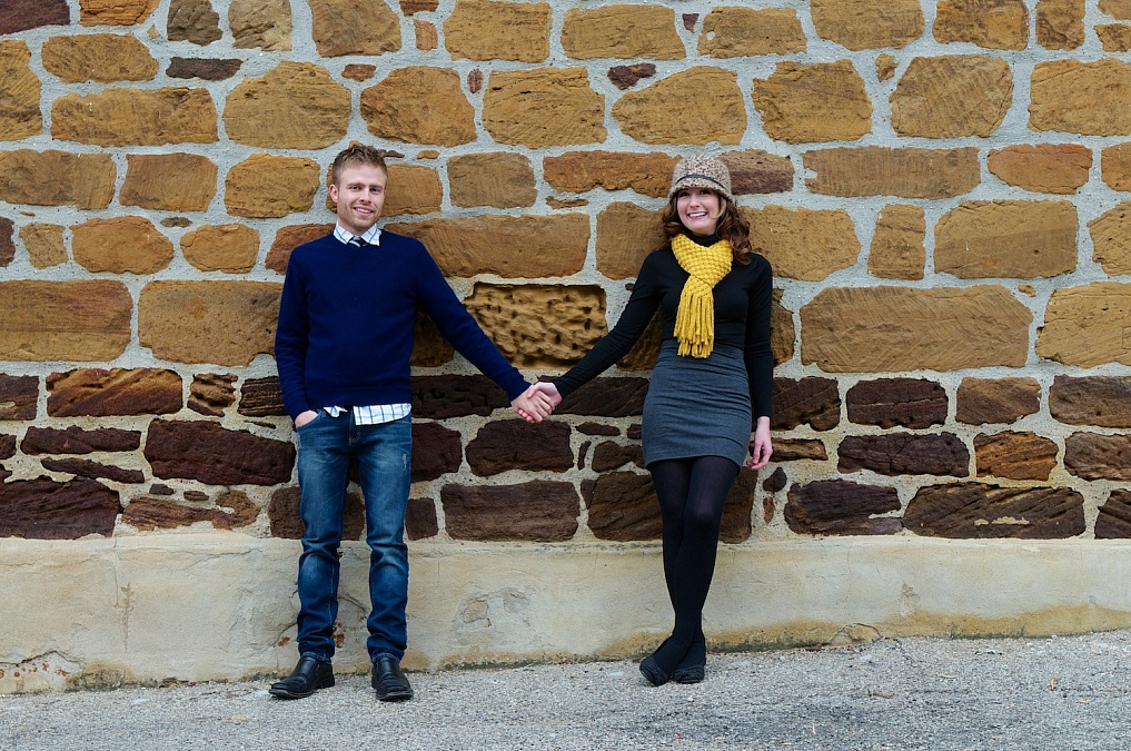 Rachel and Jesse share moments during their engagement session in the Amana Colonies.