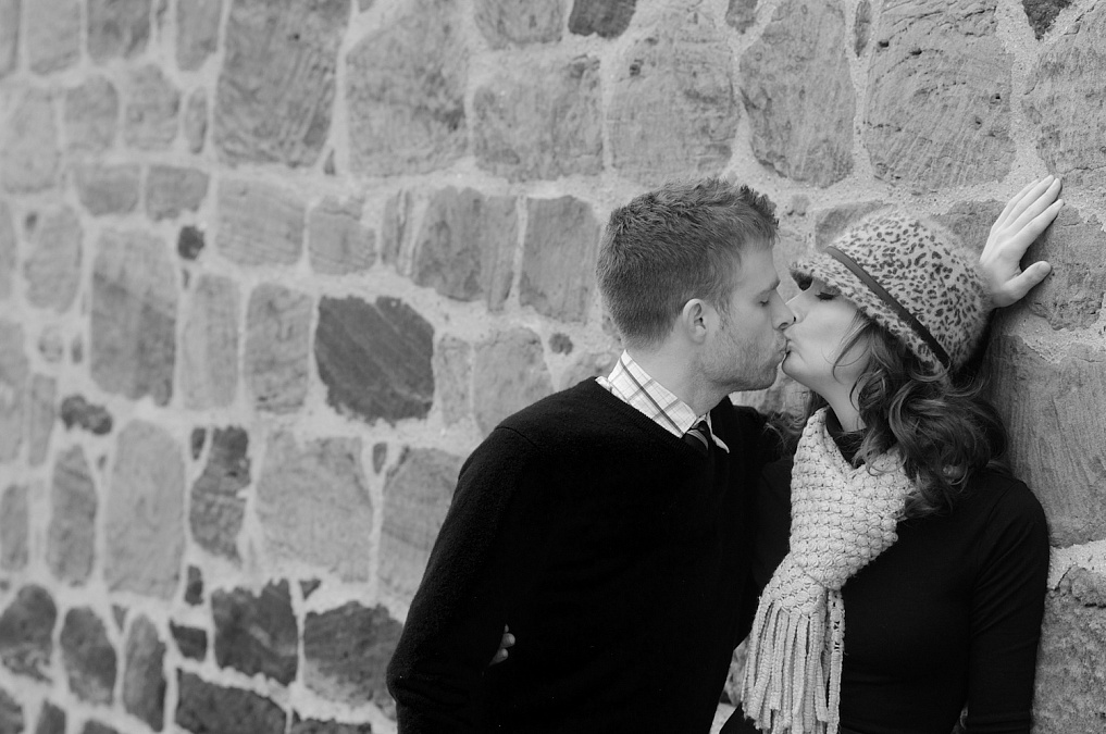 Rachel and Jesse share moments during their engagement session in the Amana Colonies.