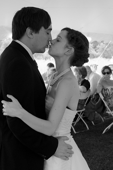 The bride and groom's first dance.