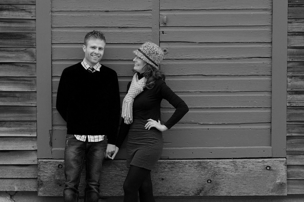 Rachel and Jesse share moments during their engagement session in the Amana Colonies.